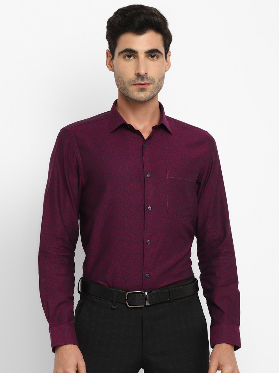 

Turtle Men Maroon Slim Fit Printed Cotton Formal Shirt