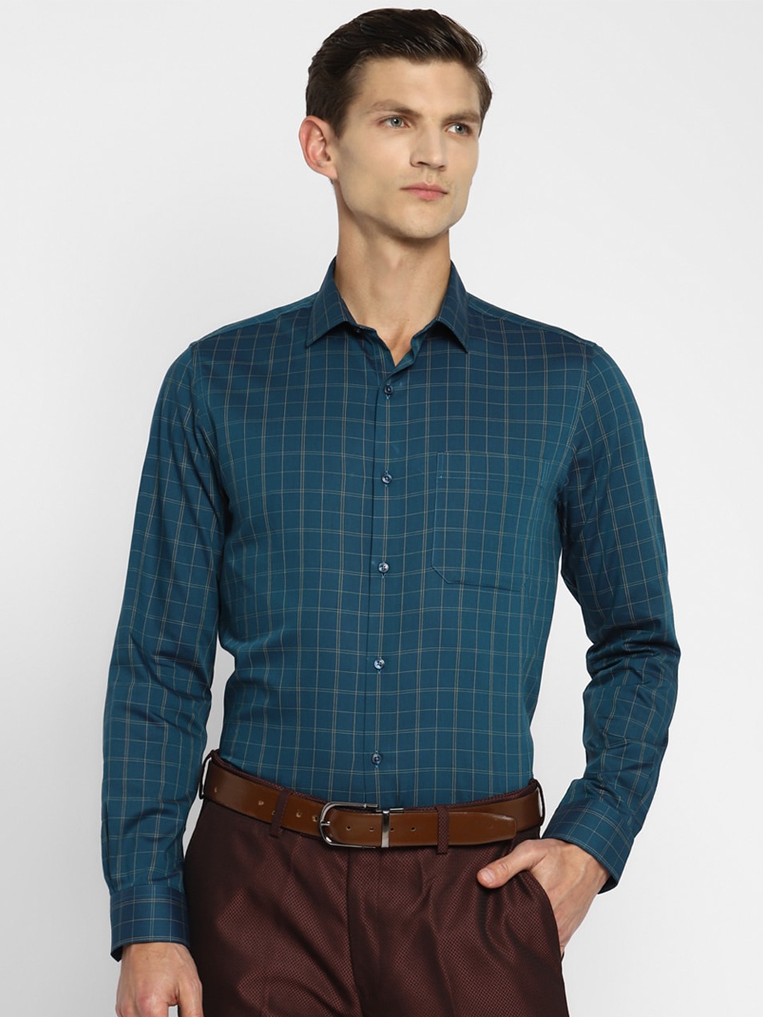 

Turtle Men Blue Slim Fit Checked Cotton Casual Shirt