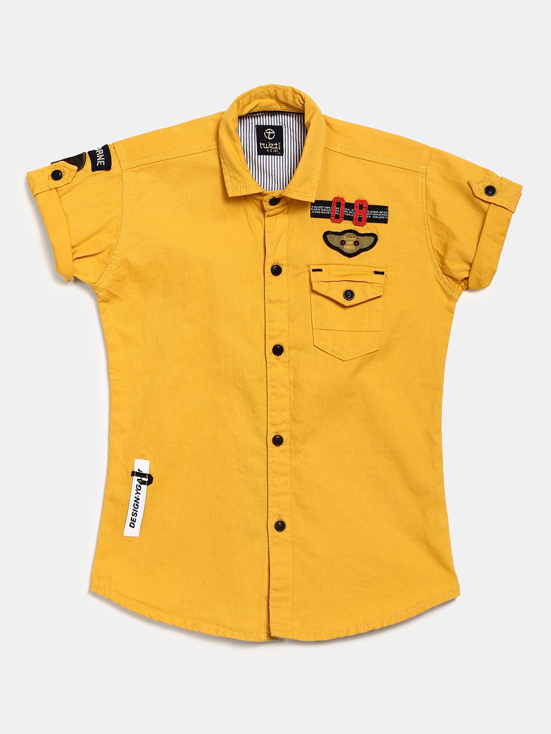 

V-Mart Boys Yellow Typography Printed Classic Cotton Casual Shirt