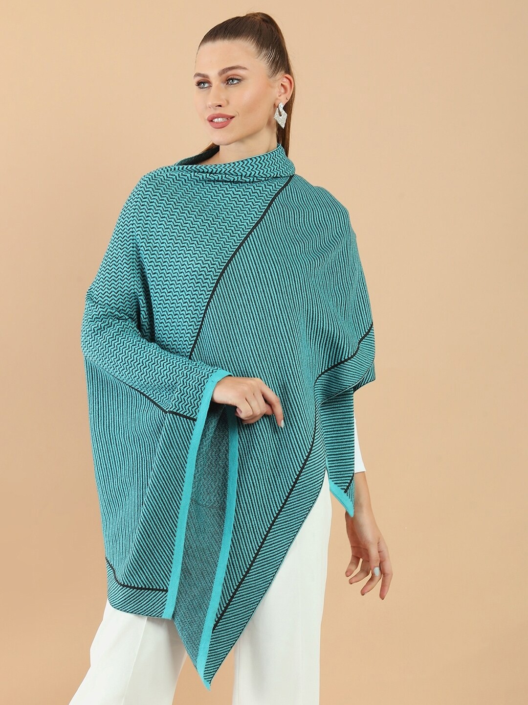 

Soch Women Blue Woven Designs Viscose Shrug