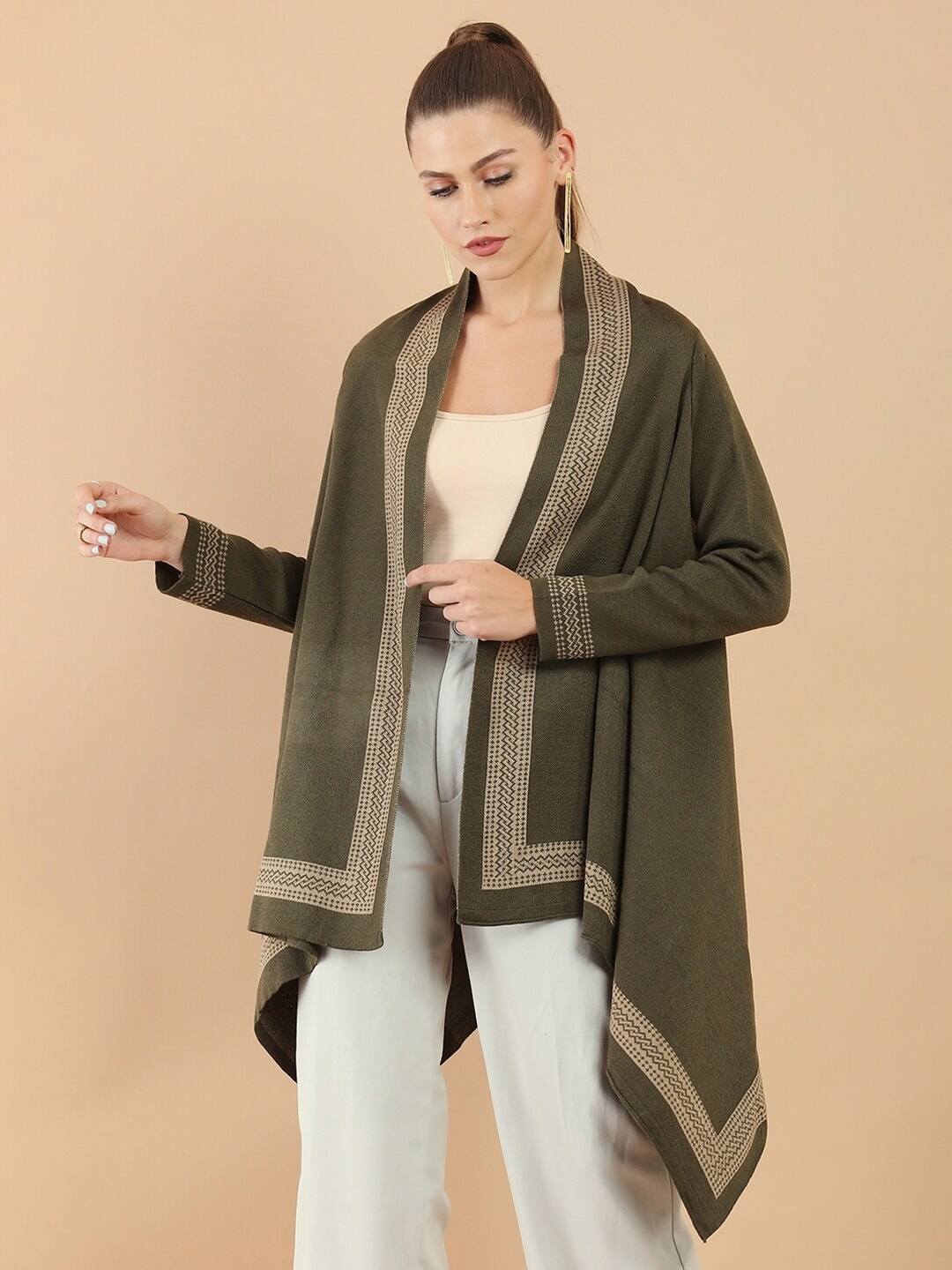 

Soch Women Green Woven Design Viscose Rayon Shrug