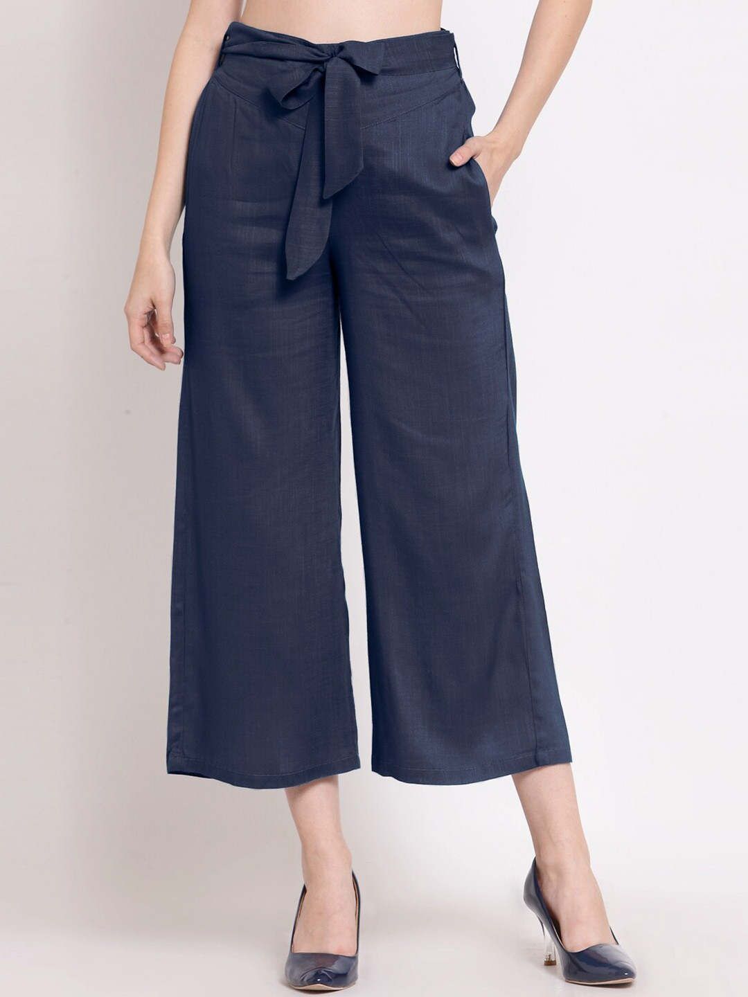 

PATRORNA Women Relaxed Fit Culottes Trousers, Navy blue