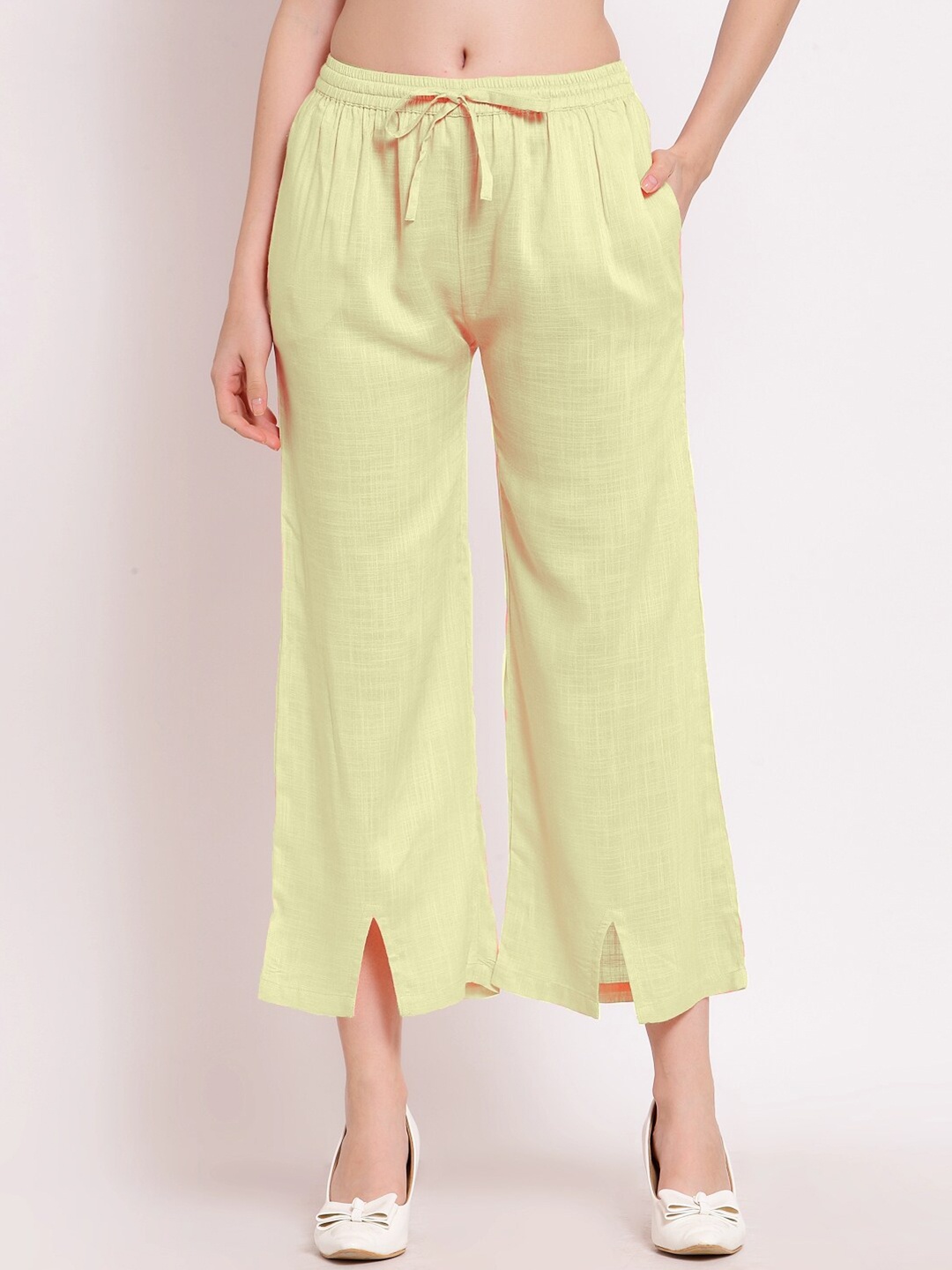 

PATRORNA Women Cream-Coloured Cropped Culottes Trousers
