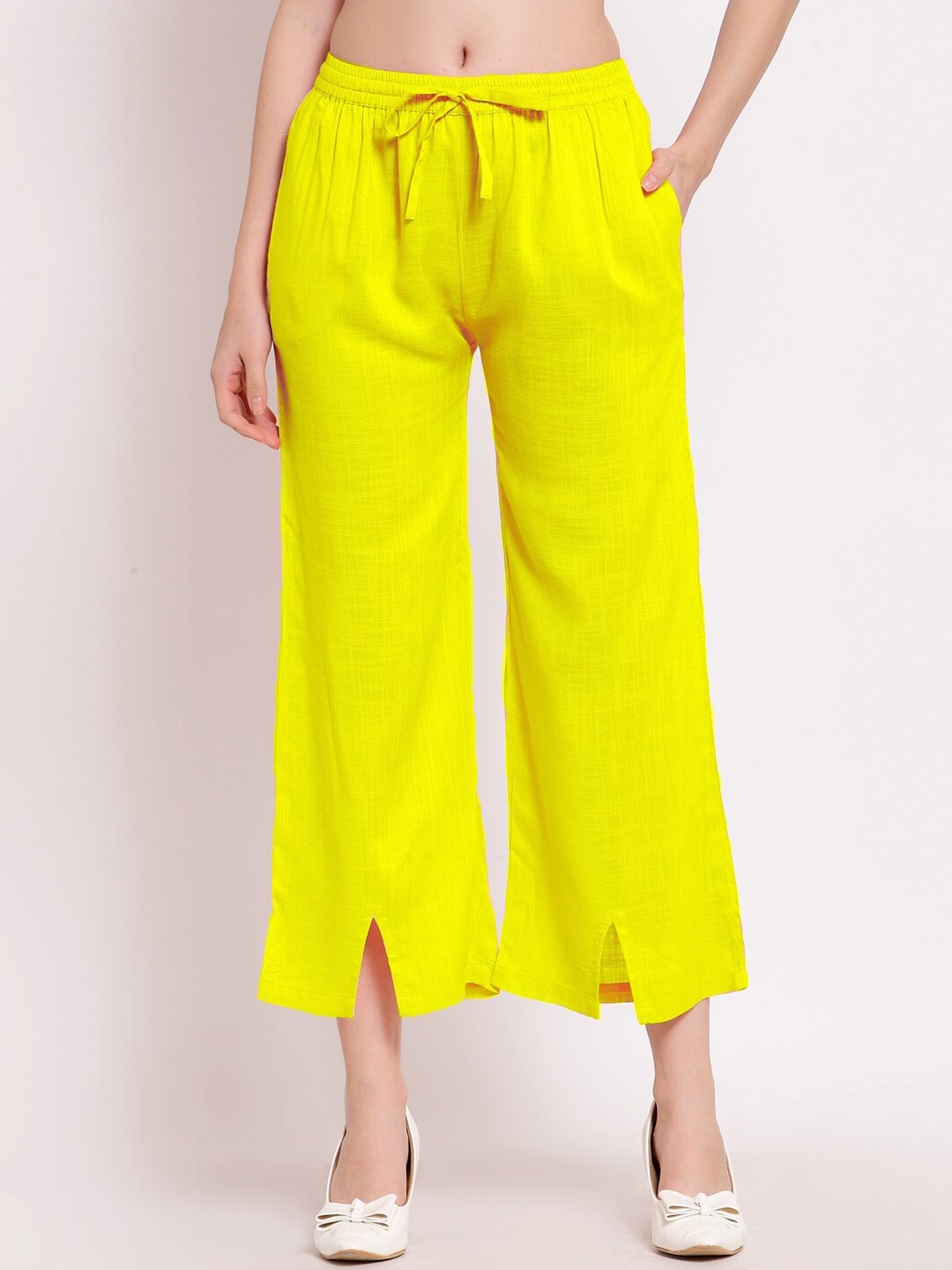 

PATRORNA Women Yellow Cropped Culottes Trousers