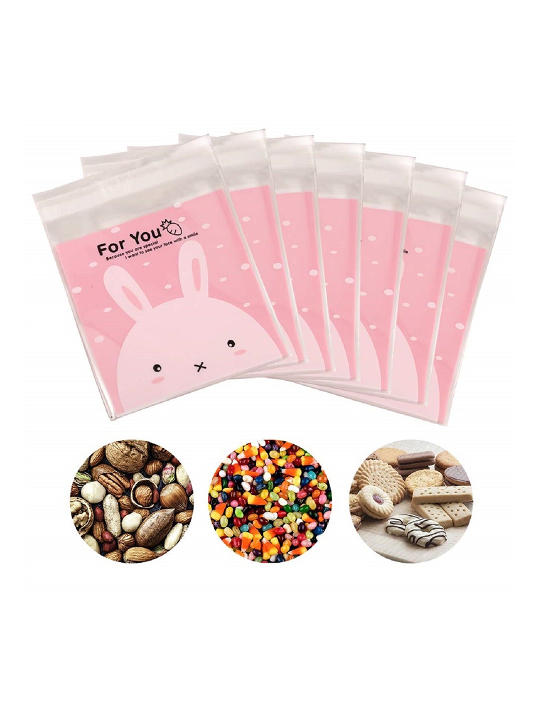 

CHOCOZONE Pack of 100 Self Adhesive Guddy Bags, Pink