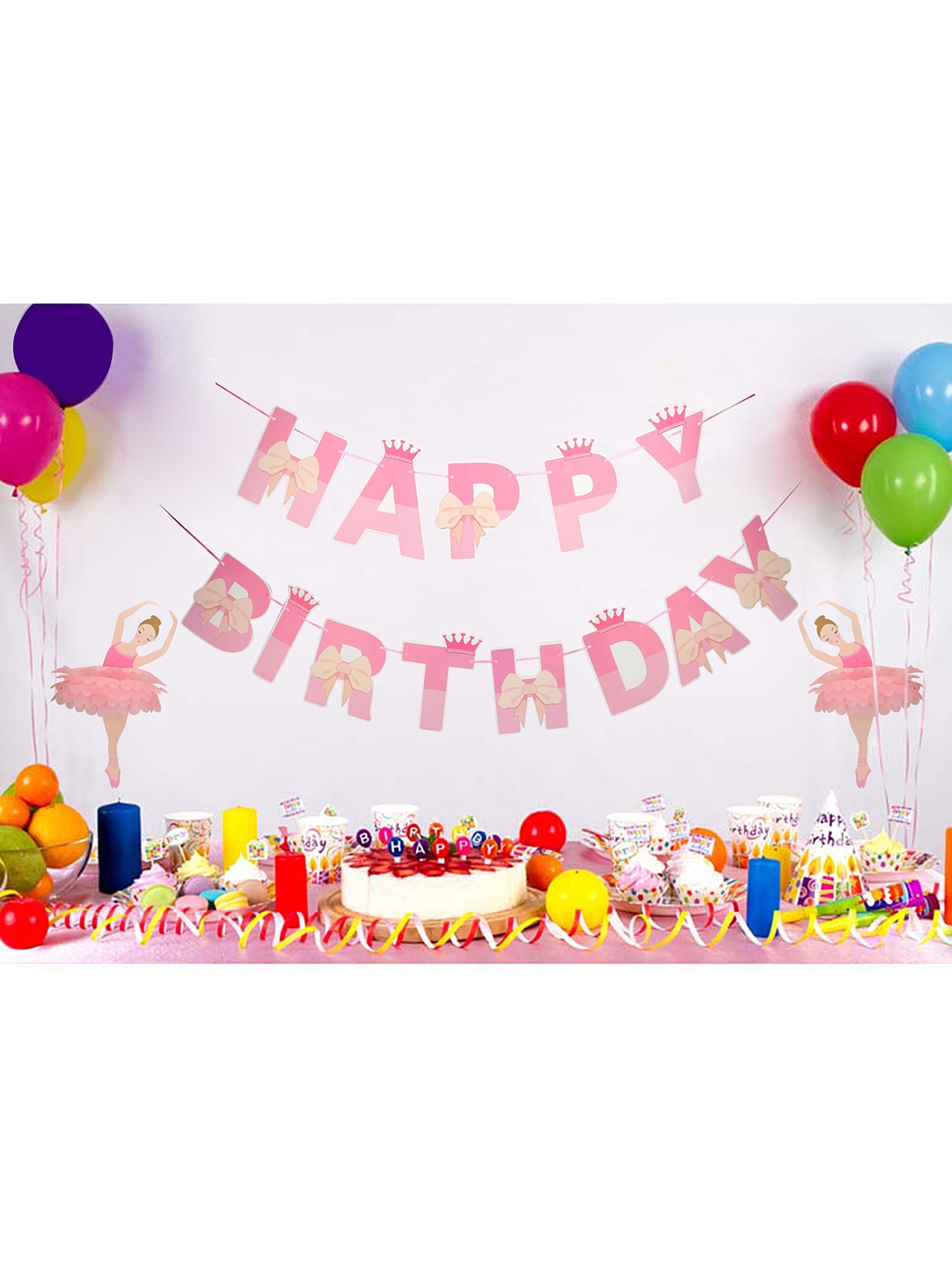

CHOCOZONE Pink Happy Birthday Banner Party Props