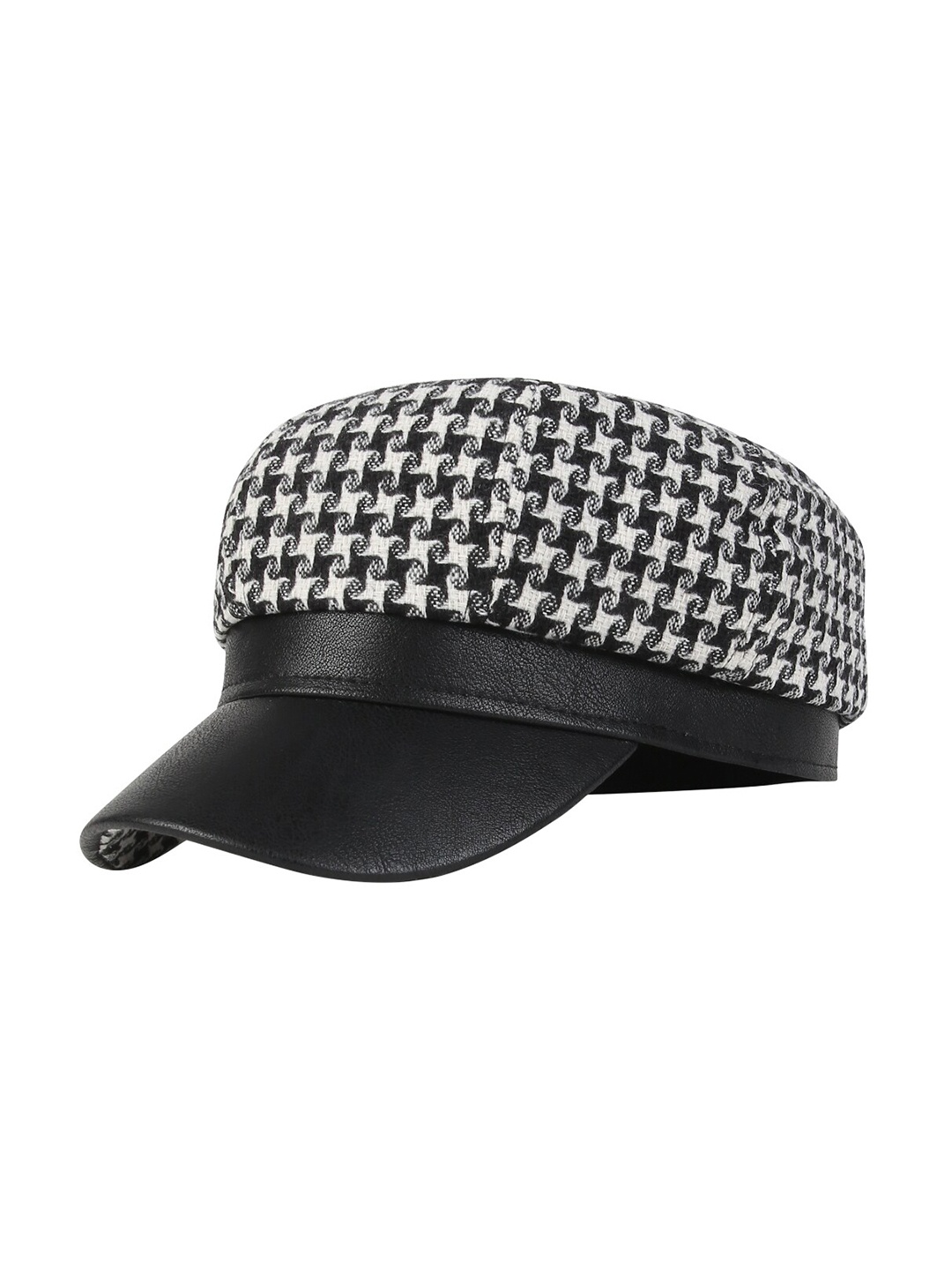 

iSWEVEN Unisex Black & White Self Design Cotton Ascot Cap
