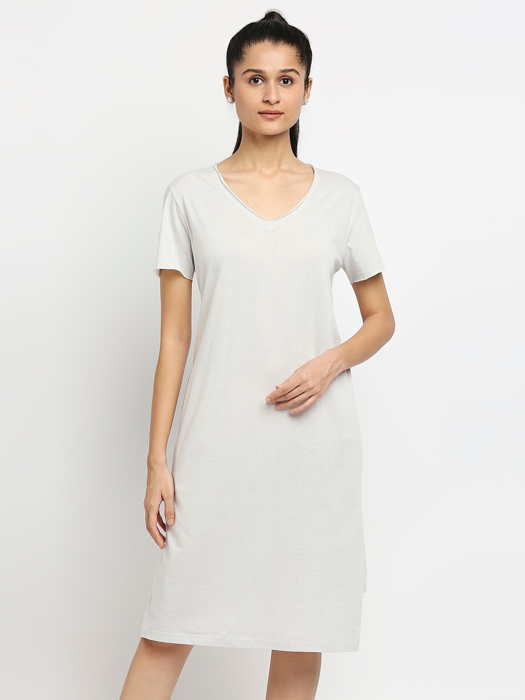 

effy Women Grey Organic Cotton A-Line Dress