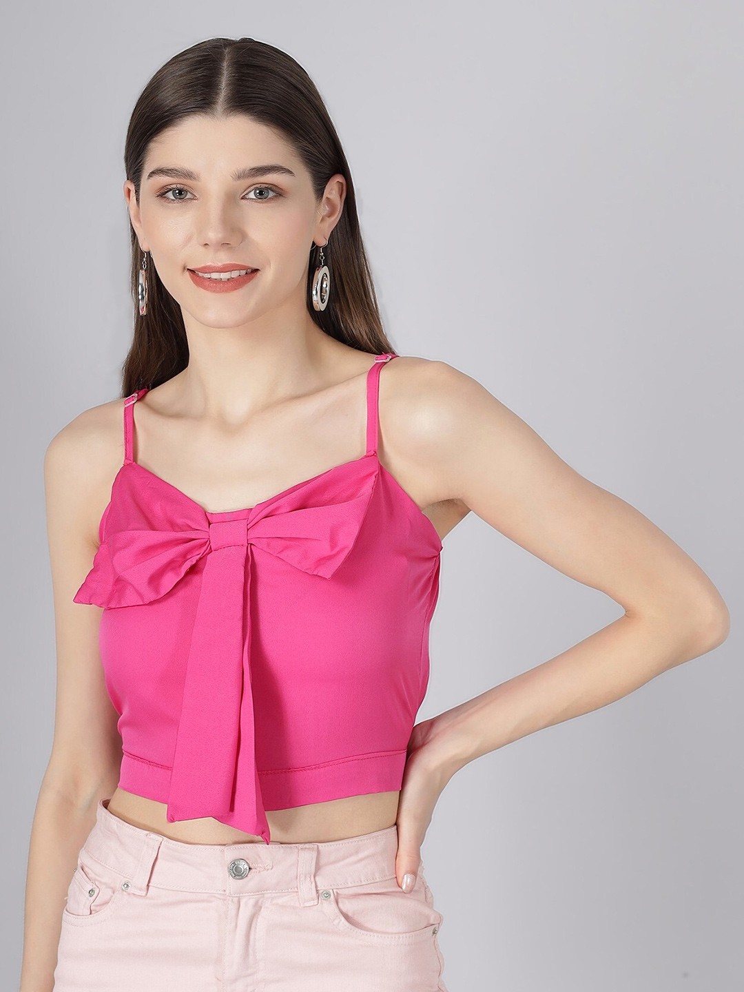 

Darzi Women Pink Crepe Crop Top