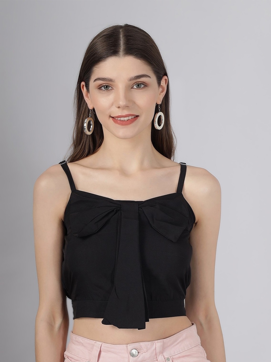 

Darzi Black Crepe Crop Top