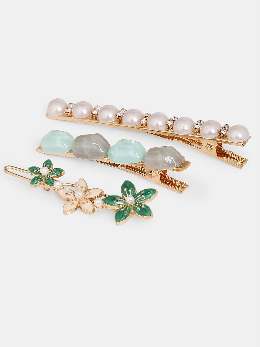 

20Dresses Women Gold-Toned & White Set of 3 Alligator Hair Clip