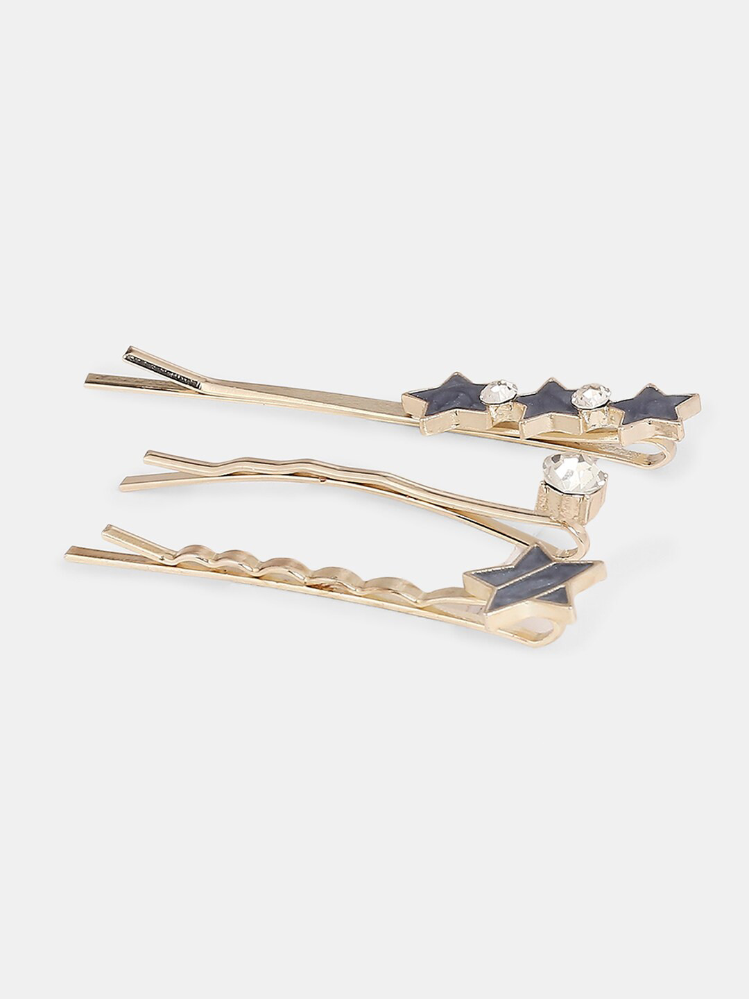 

20Dresses Women Gold-Toned & Blue Set of 3 Solid Bobby Pins