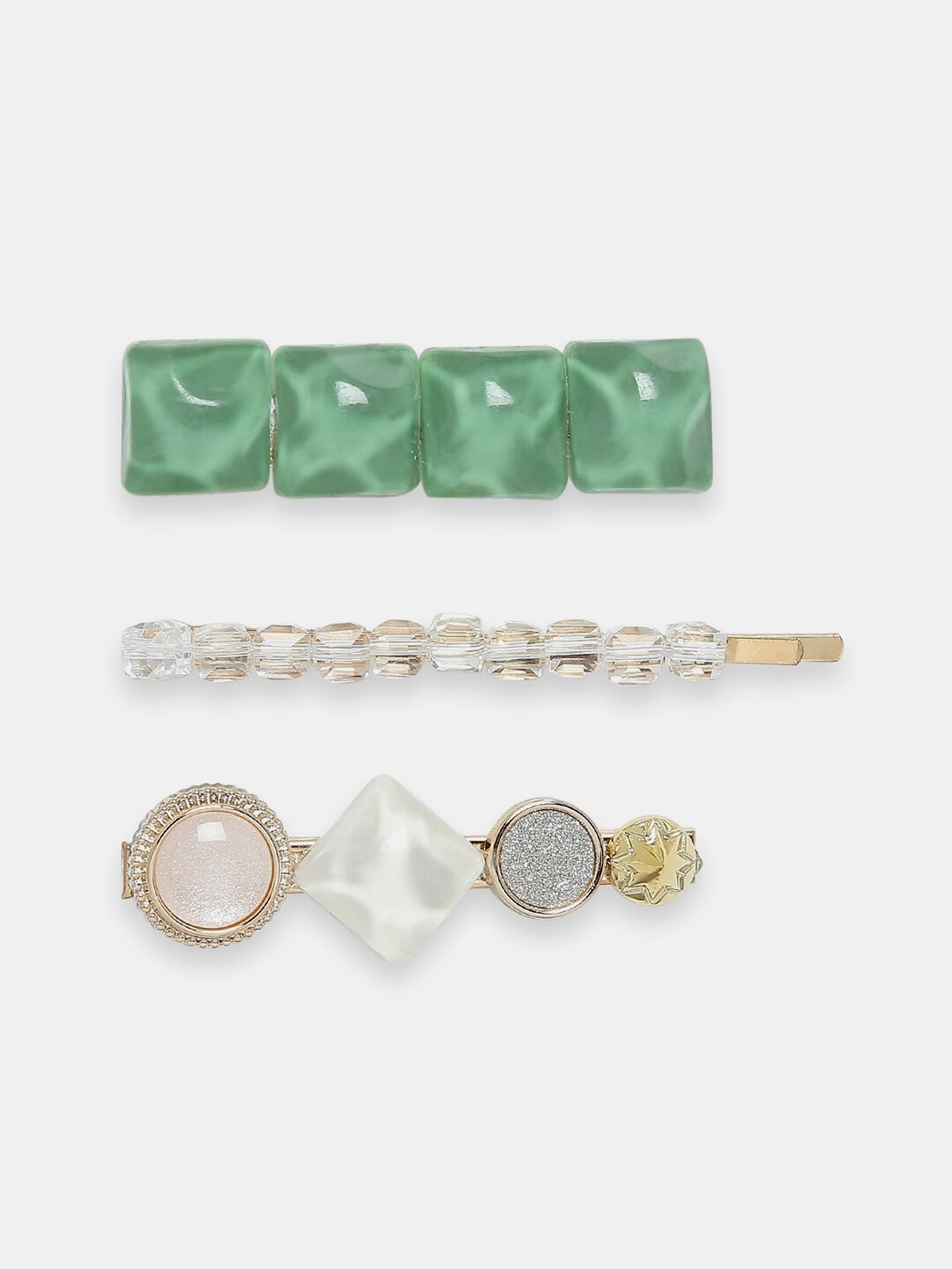 

20Dresses Women Gold-Toned & Green Set of 3 Alligator Hair Clip