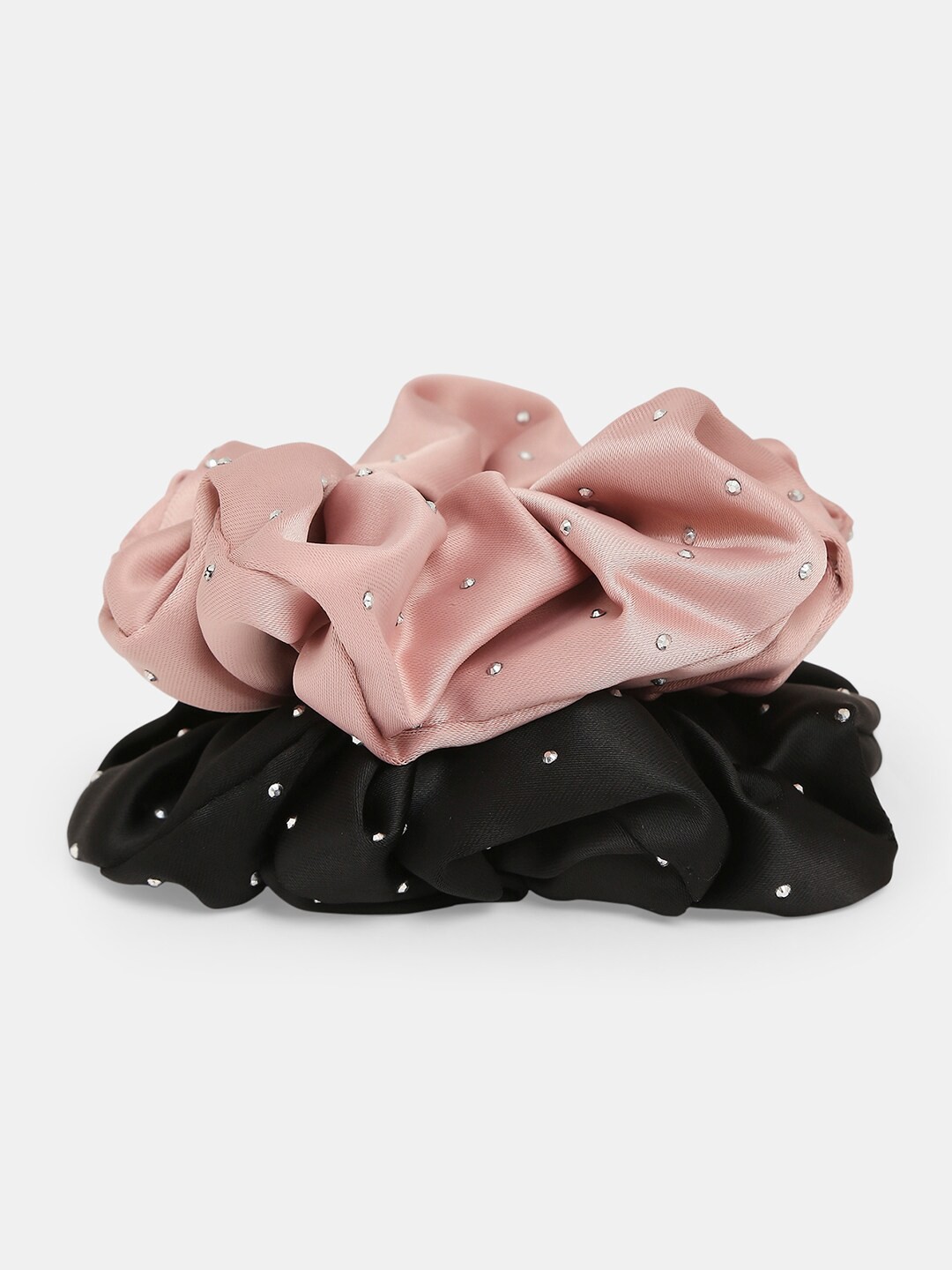 

20Dresses Women Black & Pink Set of 2 Embellished Ponytail Scrunchies