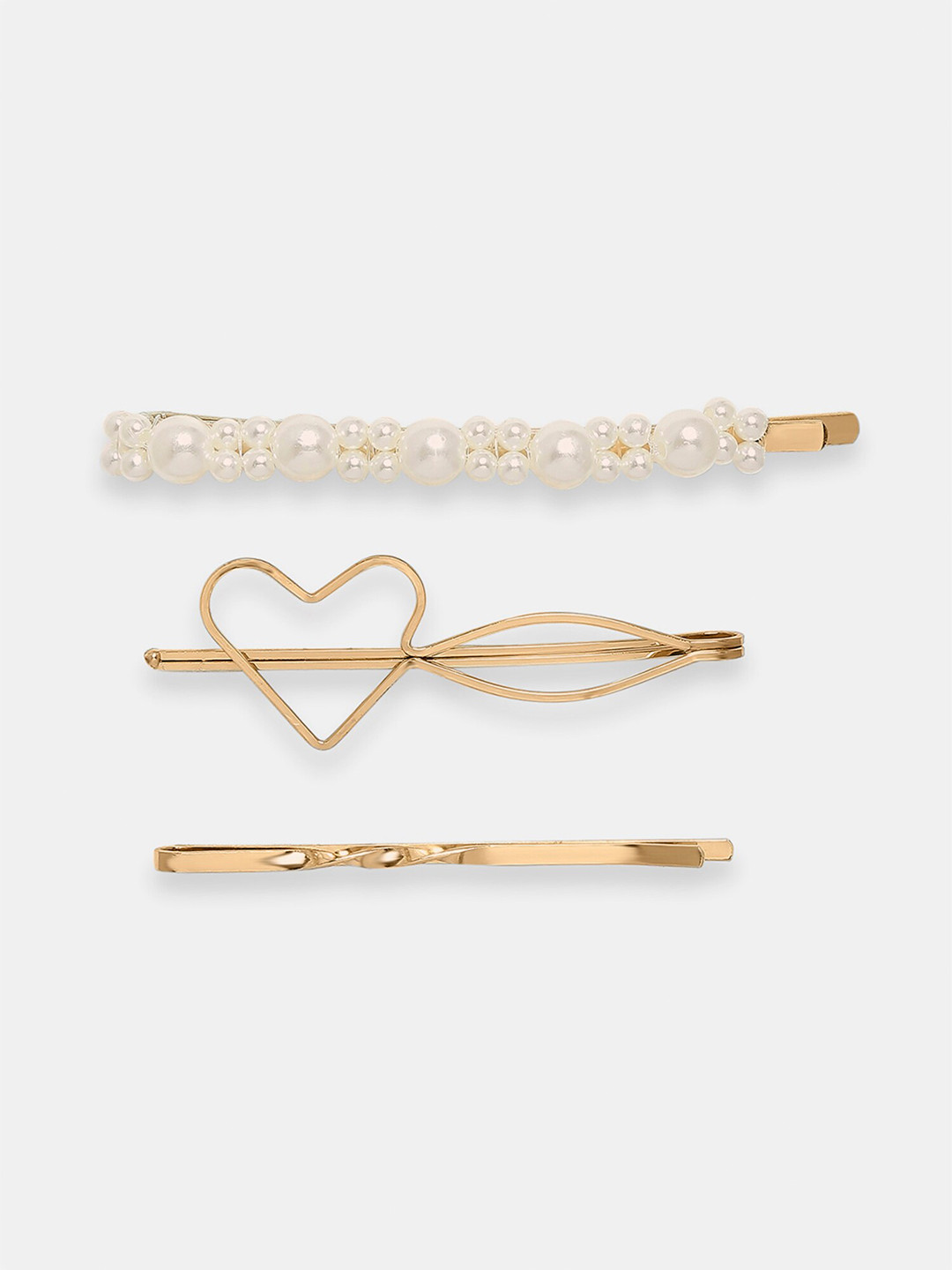 

20Dresses Women Gold-Toned & White Set of 3 Bobby Pins