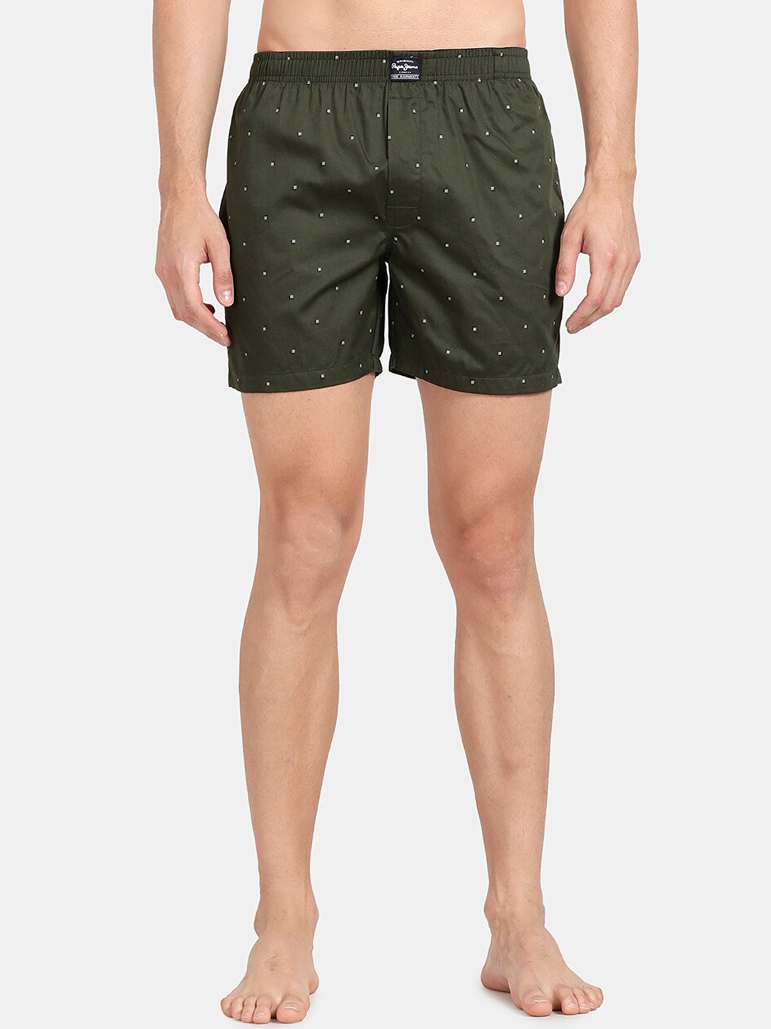 

Pepe Jeans Men Green & White Printed Pure Cotton Boxers PPS01
