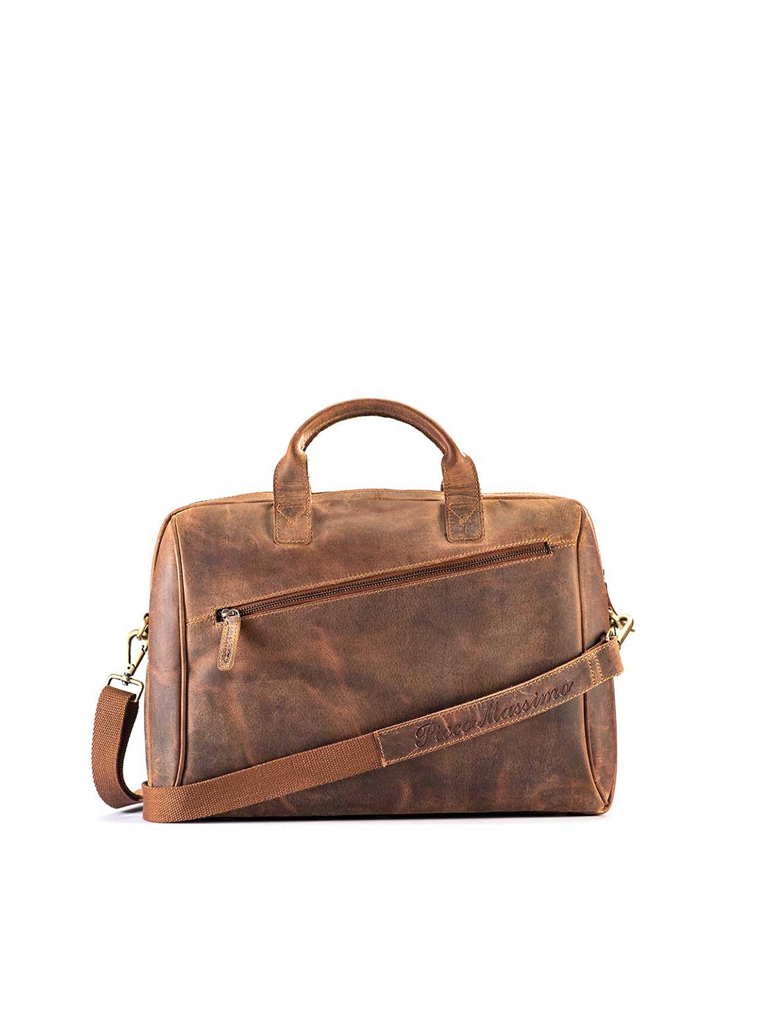 

Picco Massimo Unisex Tan Leather Laptop Messenger Bag