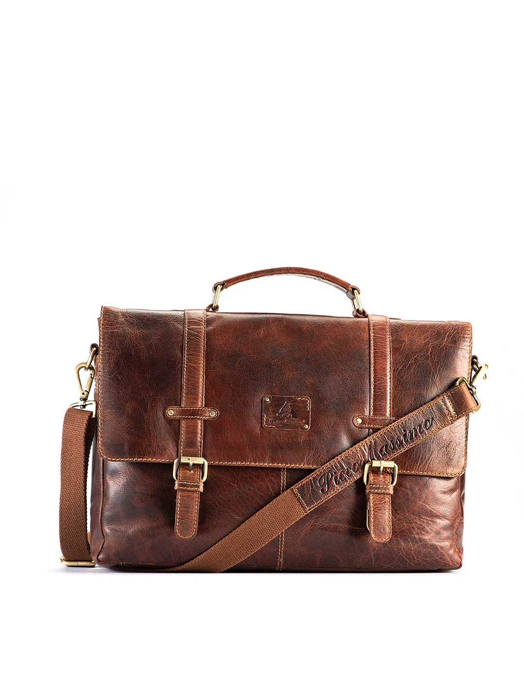 

Picco Massimo Unisex Brown Leather Laptop Messenger Bag