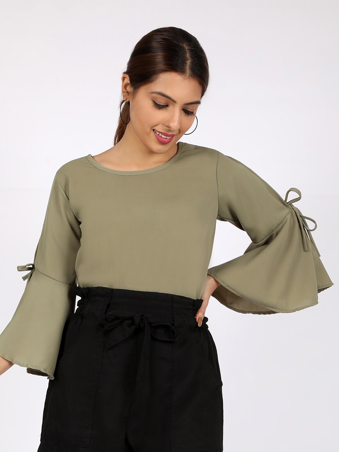 

CHIMPAAANZEE Women Olive Green Solid Top