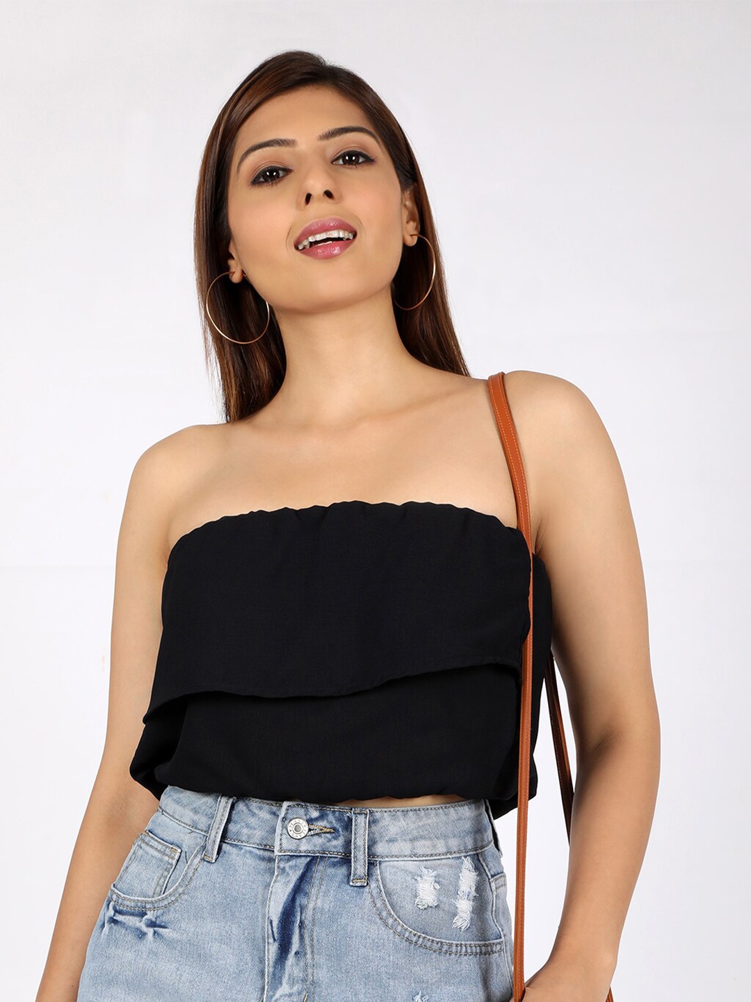 

CHIMPAAANZEE Black Layered Tube Crop Top