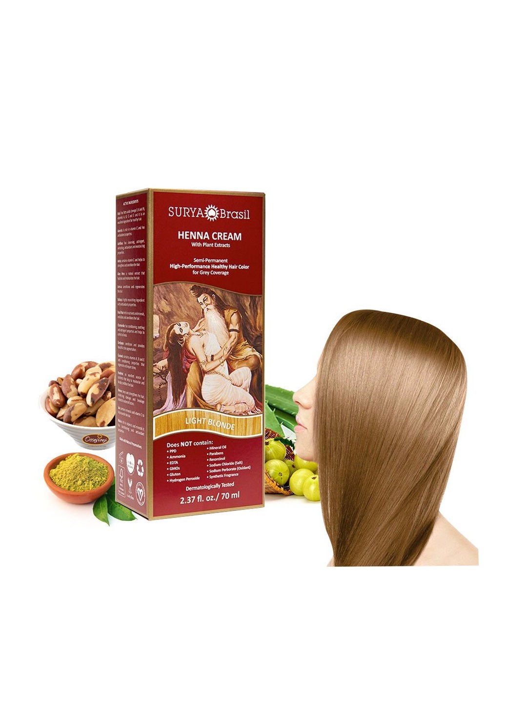 

SURYA Brasil Henna Cream Semi-Permanent Hair Color with Plant Extracts 70ml - Light Blonde, Gold