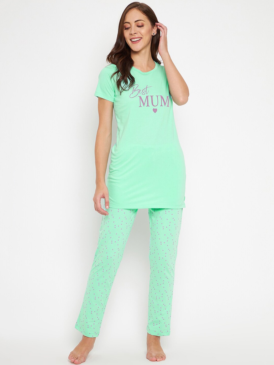 

MADAME M SECRET Women Sea Green Printed Night suit