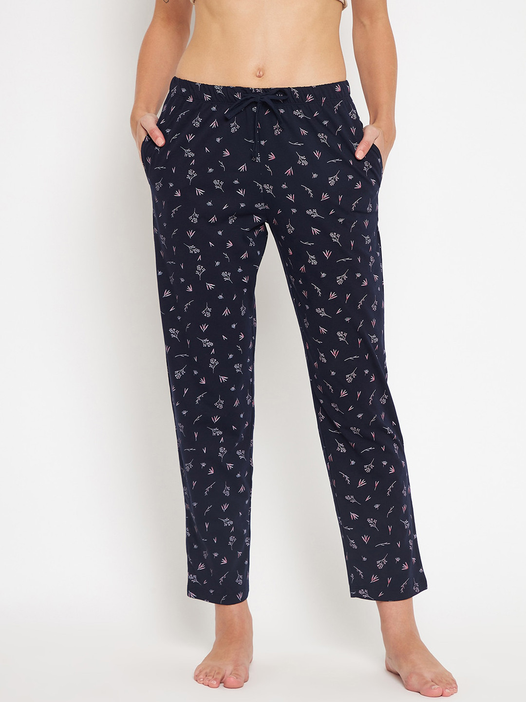 

MADAME M SECRET Women Navy Blue Printed Cotton Lounge Pants
