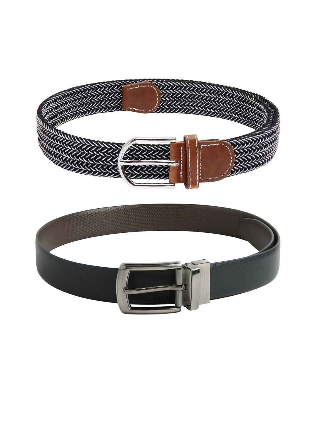 

CRUSSET Men Set Of 2 Black & Brown Reversible PU Formal Belt