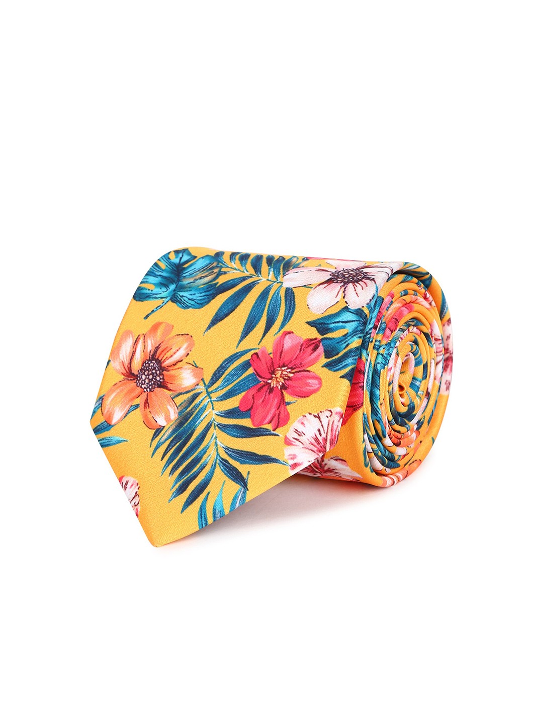 

Tossido Men Yellow & Blue Floral Printed Broad Tie