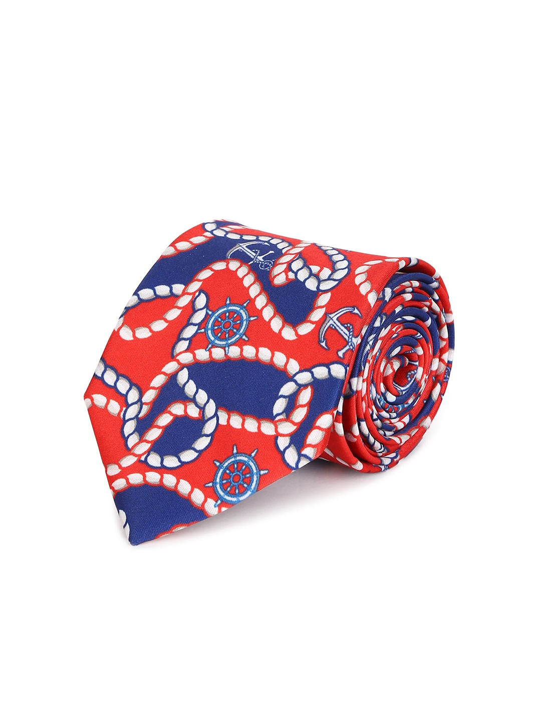 

Tossido Men Red & Navy Blue Printed Broad Tie