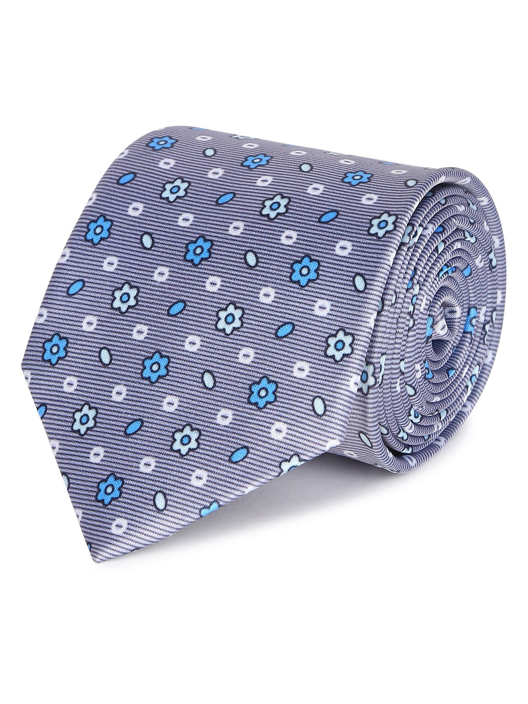 

Tossido Men Grey & Blue Printed Broad Tie