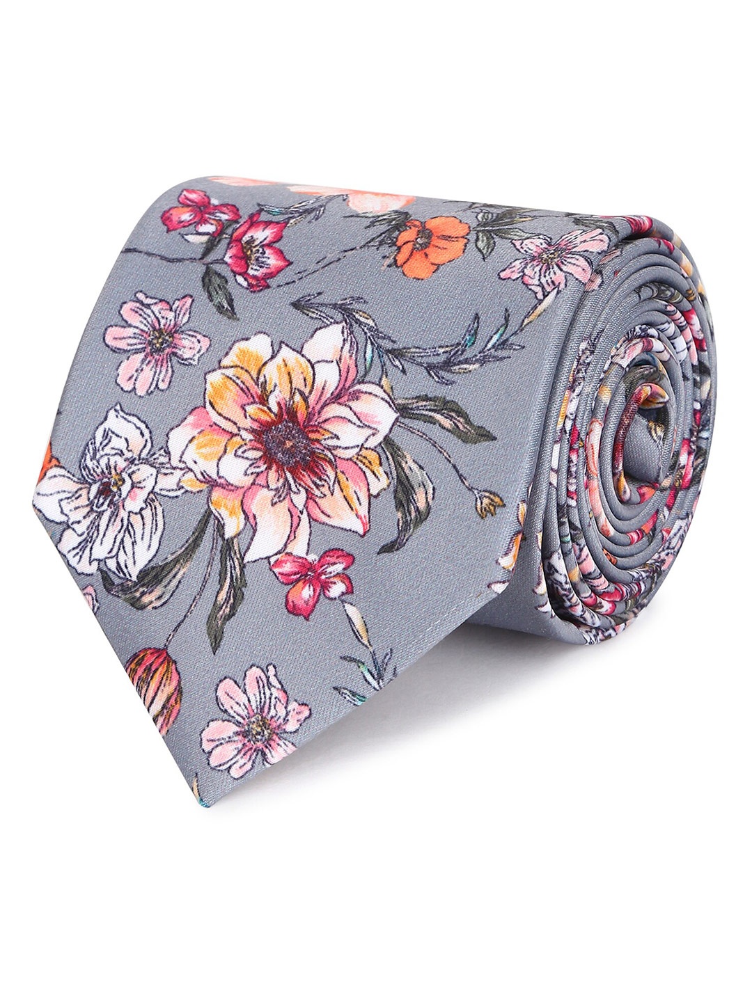

Tossido Men Grey & Pink Printed Broad Tie