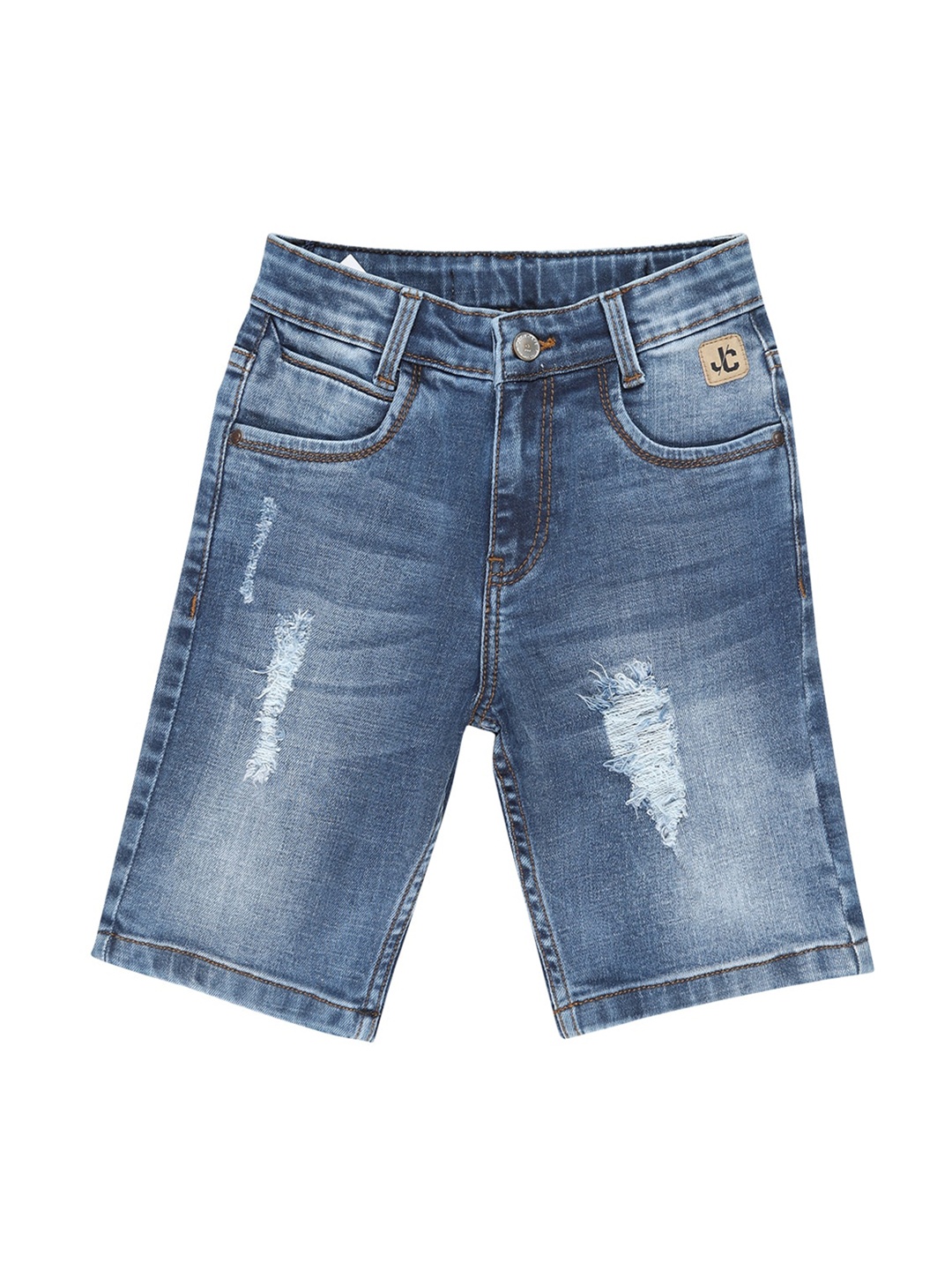 

Jean Cafe Boys Blue Slim Fit Distressed Denim Shorts