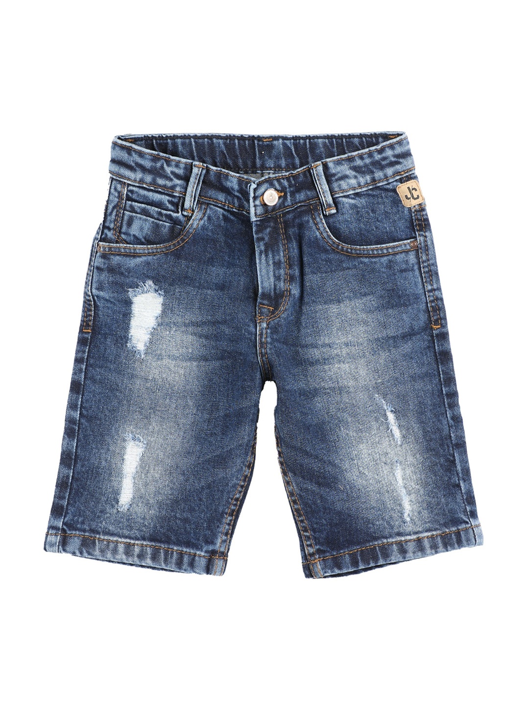 

Jean Cafe Boys Blue Washed Slim Fit Distressed Denim Shorts