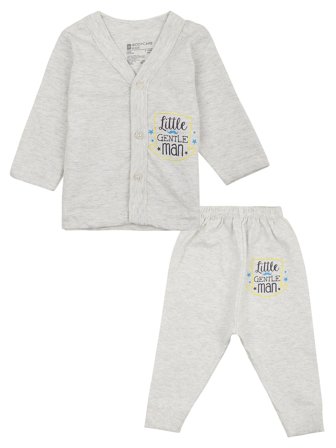 

Bodycare Kids Kids Grey Printed Cotton Night suit