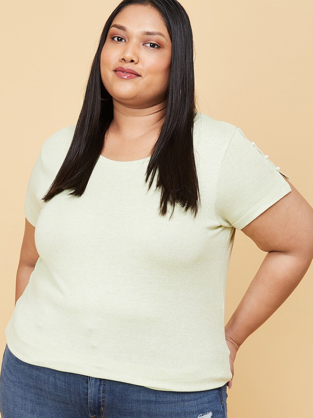 

max Plus Size Yellow Solid Top