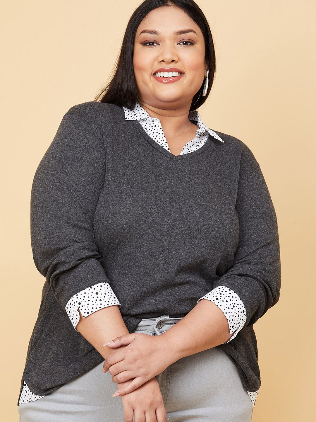 

max Plus Size Women Grey Top