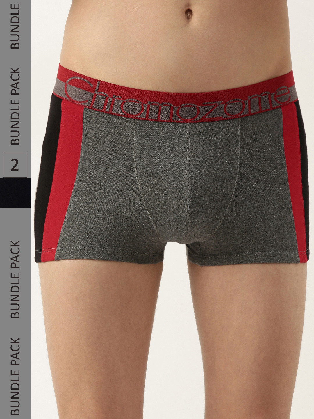 

Chromozome Men Pack of 2 Striped Trunk 8902733559645, Charcoal