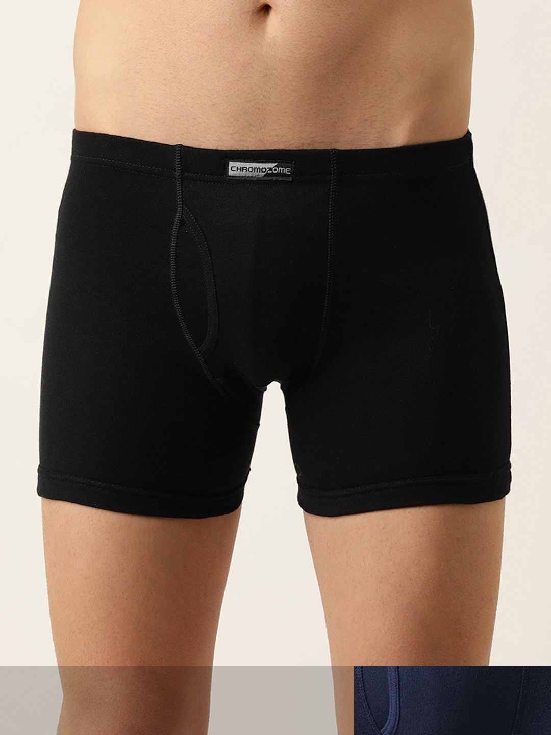 

Chromozome Men Pack Of 2 Pure Cotton Solid Trunks, Black