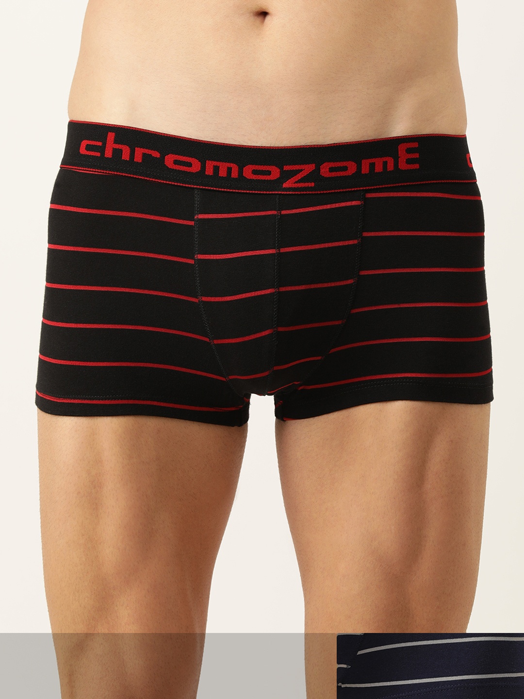 

Chromozome Men Pack of 2 Striped Trunks, Black