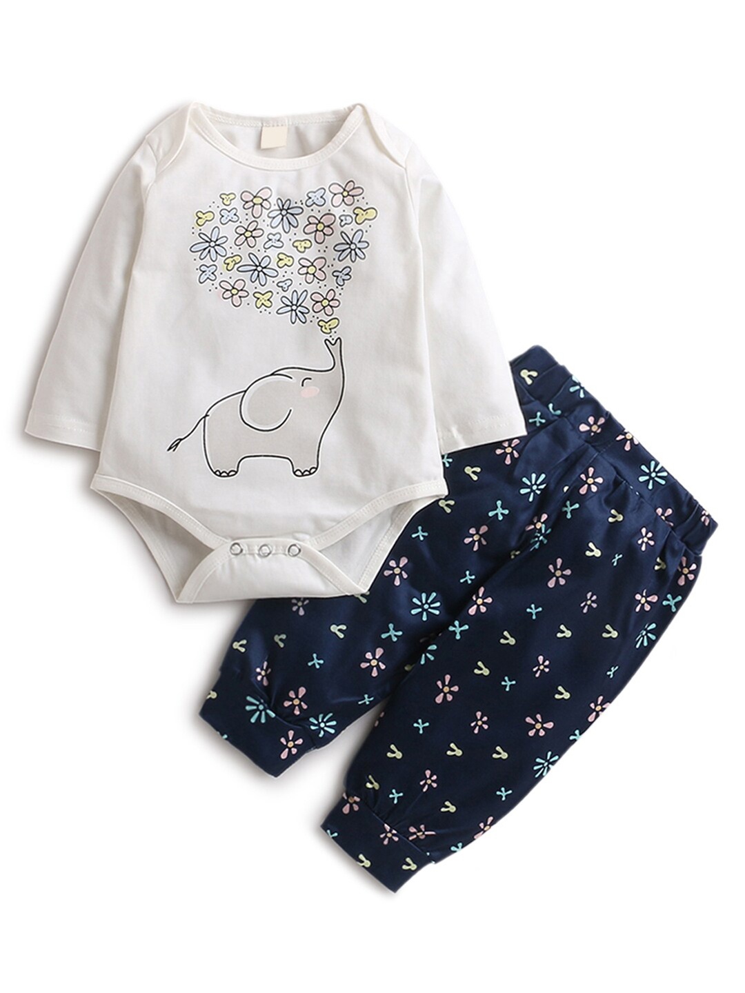 

Hopscotch Boys White & Blue Printed Clothing Set