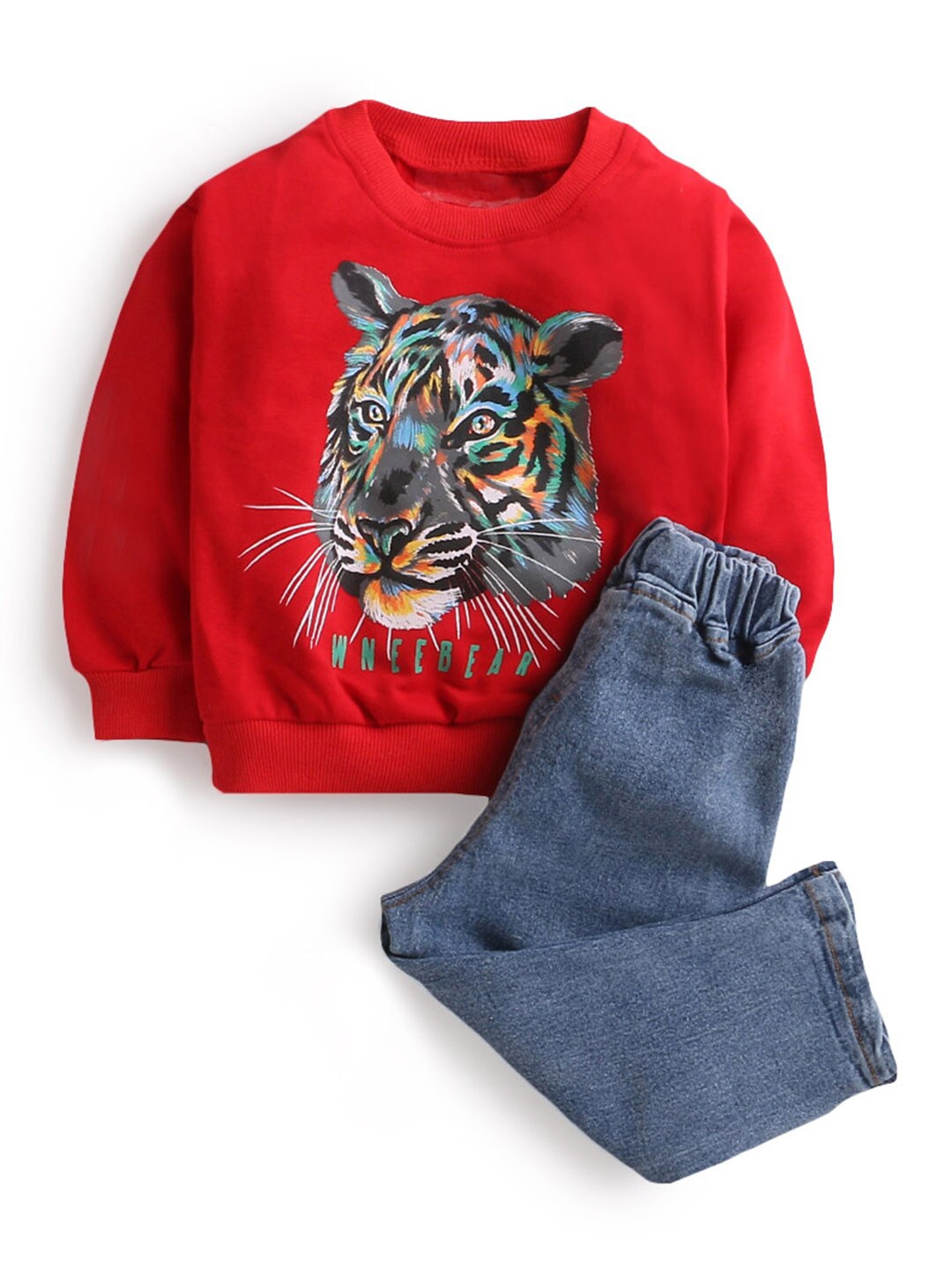 

Hopscotch Boys Red & Blue Printed T-shirt with Trousers