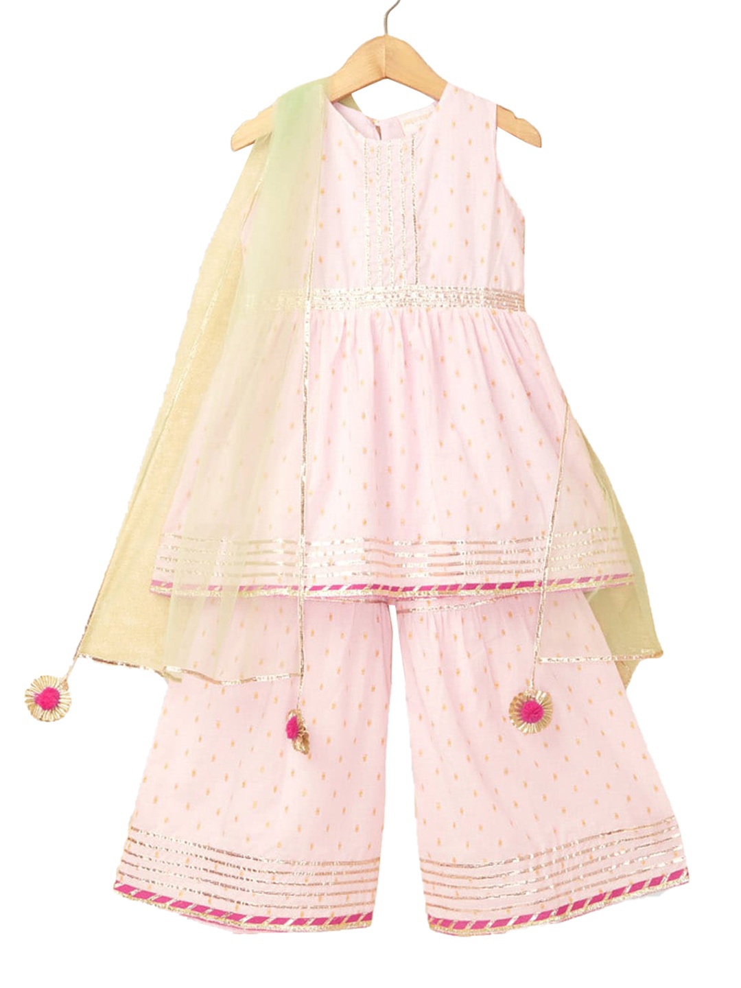 

Hopscotch Girls Pink Printed Cotton Kurta Set