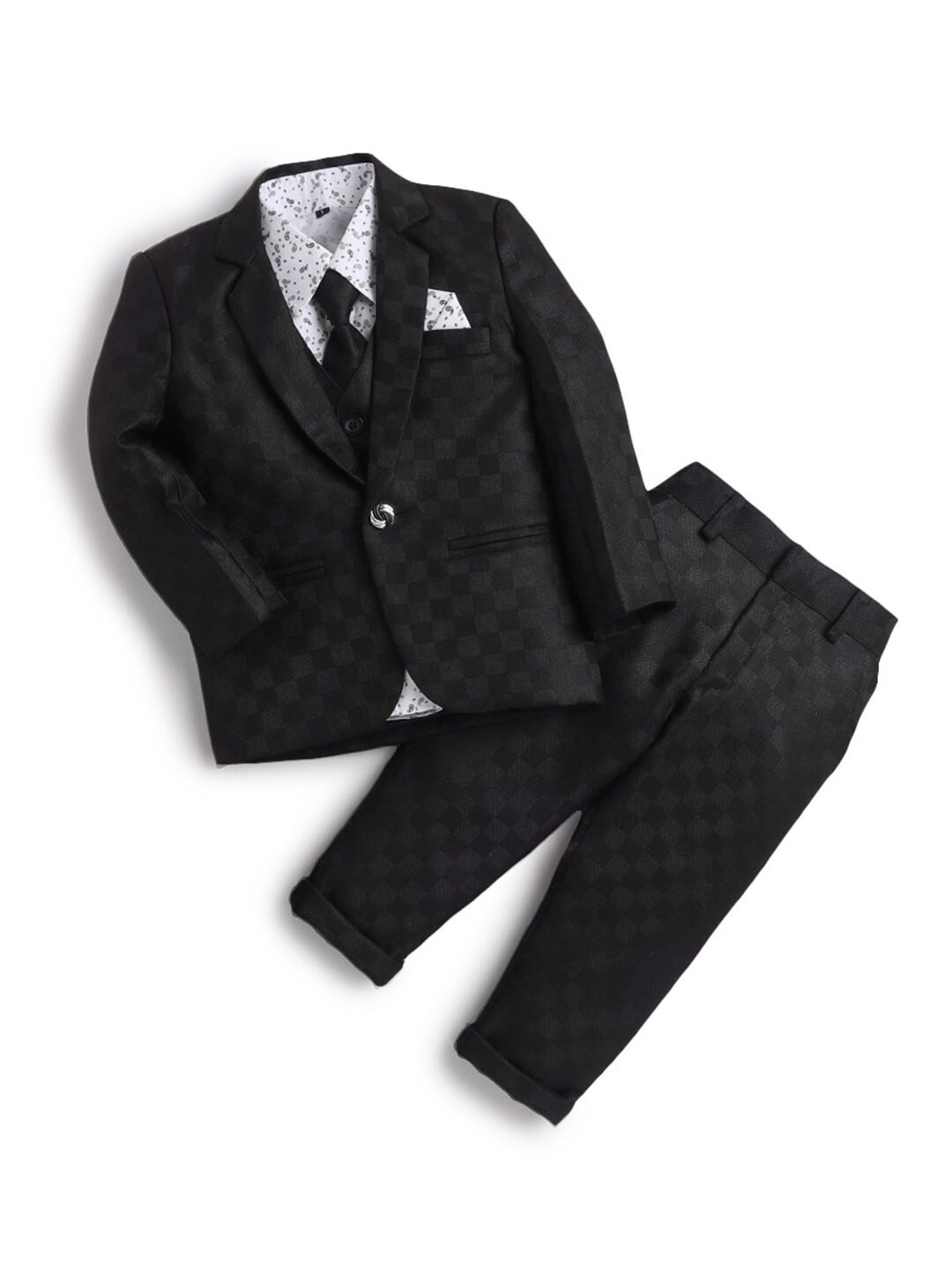 

Hopscotch Boys Black & White Checked Clothing Set