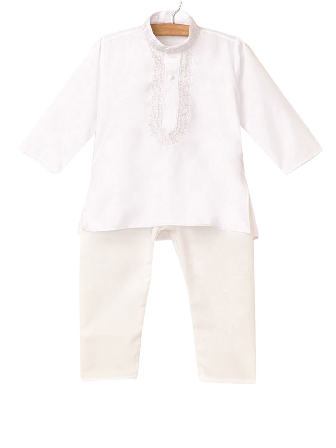 

Hopscotch Boys White Paisley Pleated Pure Cotton Kurti with Skirt & With Dupatta