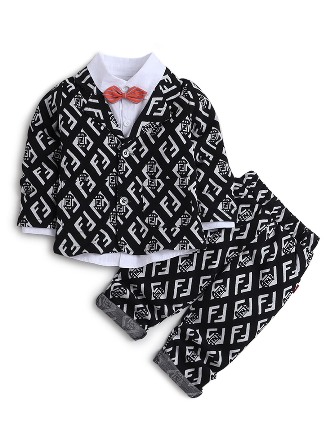 

Hopscotch Boys Black Printed Shirt with Trousers