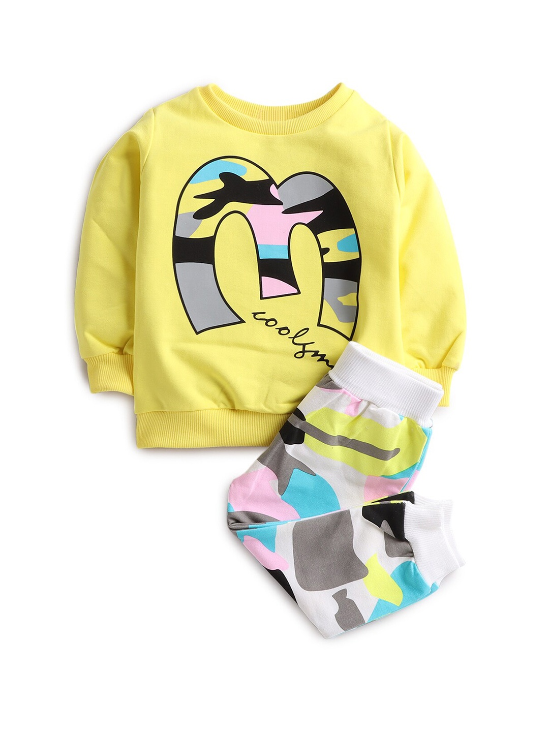

Hopscotch Boys Yellow & White Printed T-shirt with Trouser