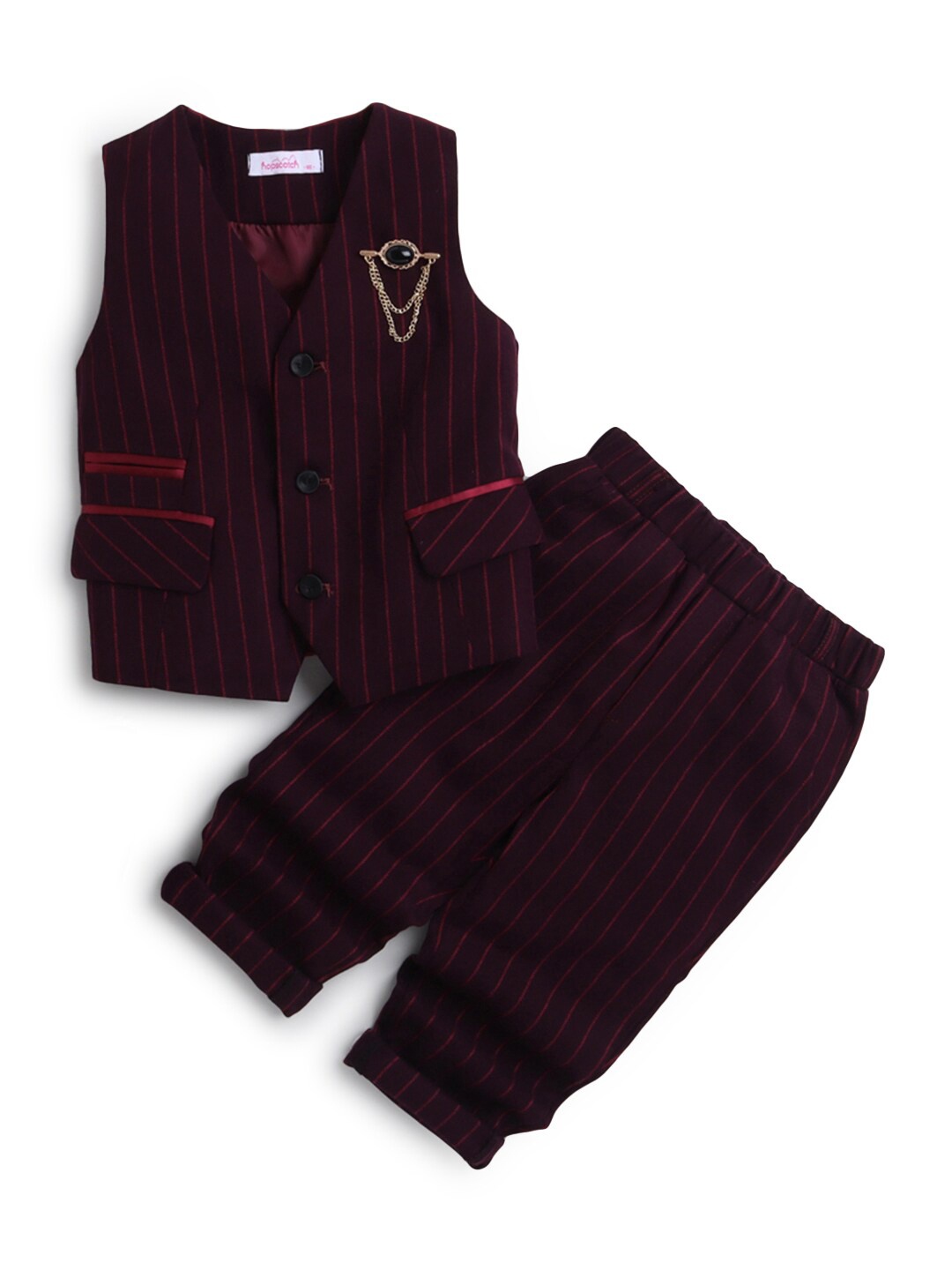 

Hopscotch Boys Striped 2-Piece Suit, Maroon