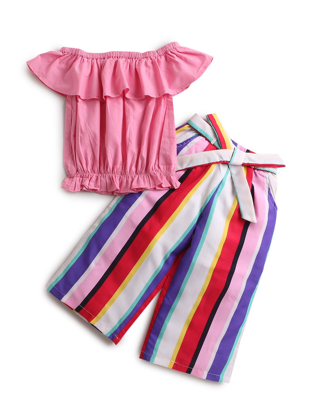 

Hopscotch Girls Multicoloured Pure Cotton Top with Palazzos, Multi