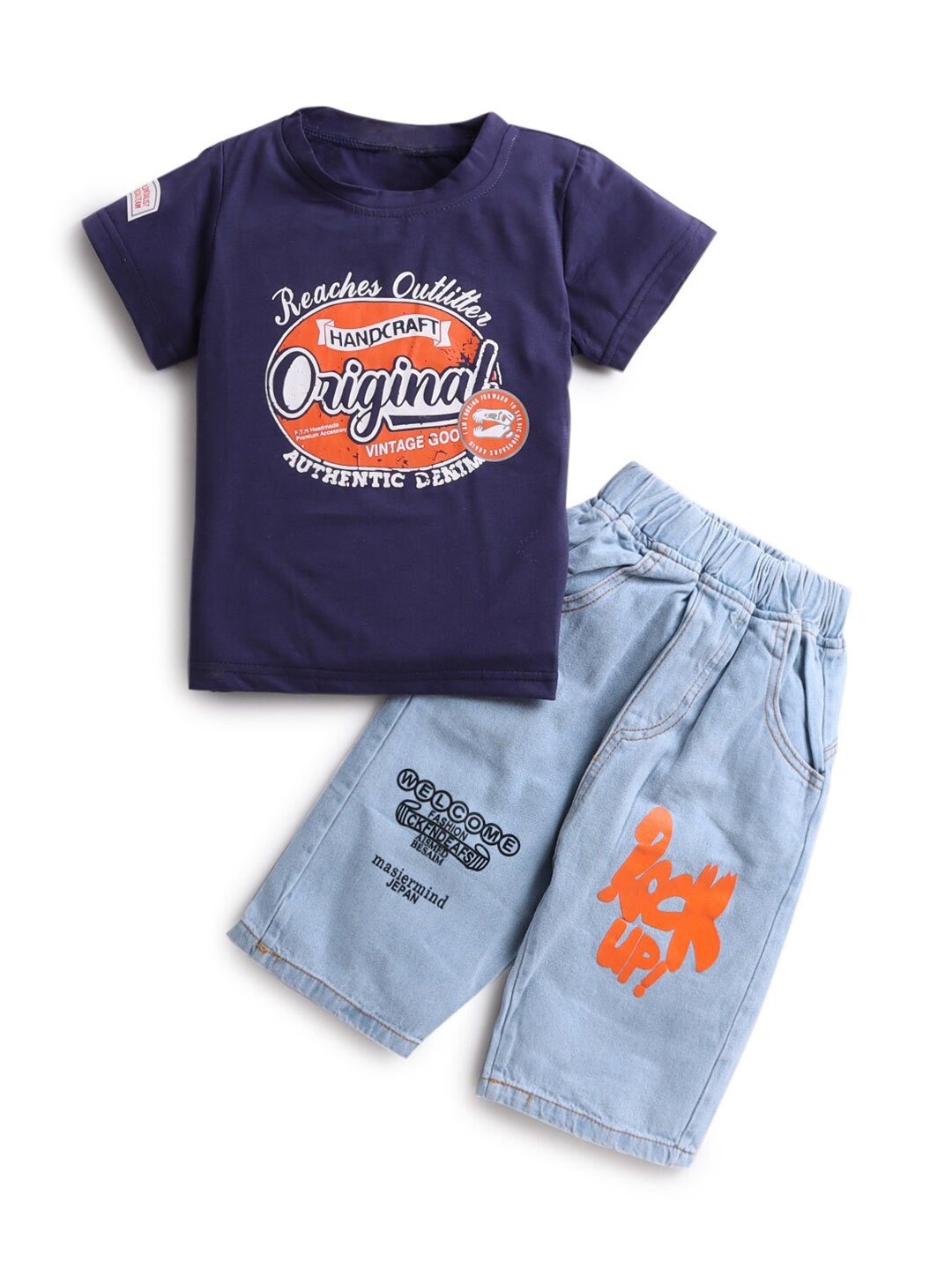 

Hopscotch Boys Blue Printed T-shirt with Trousers